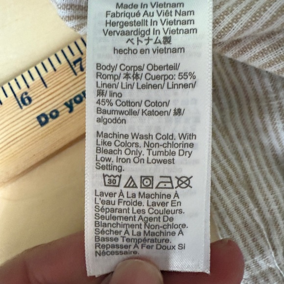 J.Crew Linen Blend Beige and Cream Pin Stripe Pull-on Drawstring Waist Pants - Picture 6 of 8